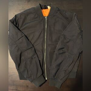Divided Black Bomber Jacket with Orange Lining (Size S)